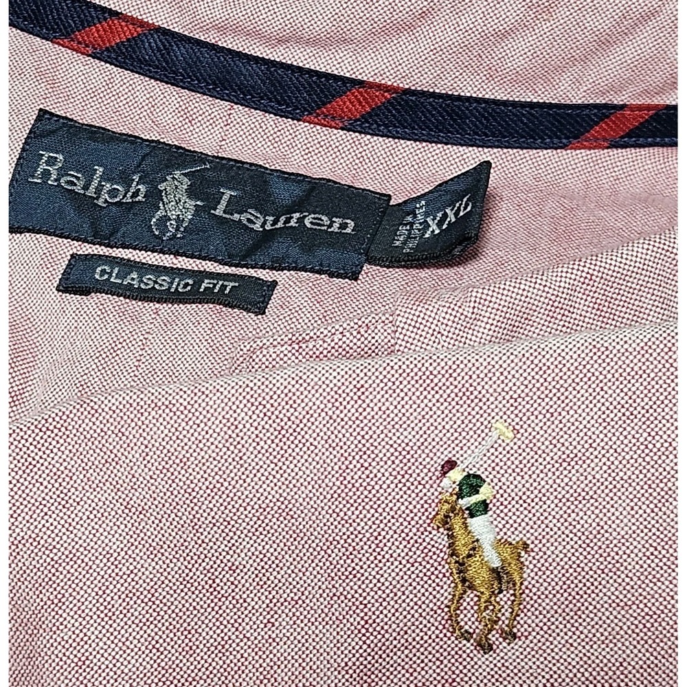 Ralph‎ Lauren Shirt 2XL Flesh Color Multicolor Pony Mens Classic Fit Button L/S